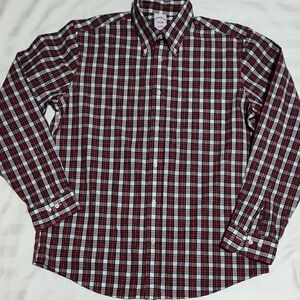 New Brooks Brothers Shirt Mens Button Up Green Red Plaid Holiday Casual